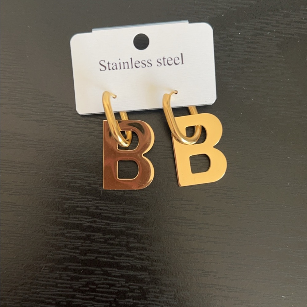 Gold Letter B Earrings